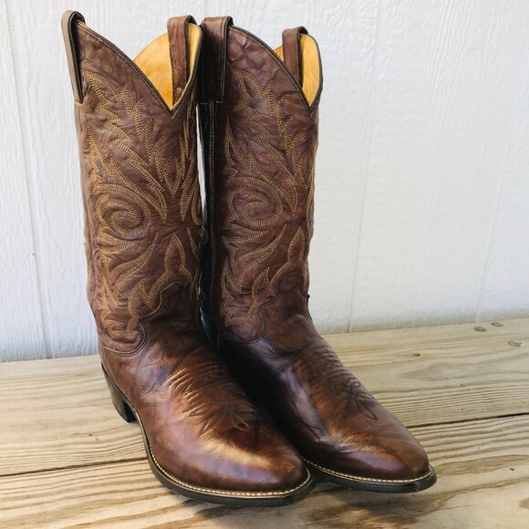 Justin Marbled Deerlite Mens Chestnut Brown Cowboy Western Boots 8.5 D 1564 - Picture 1 of 13